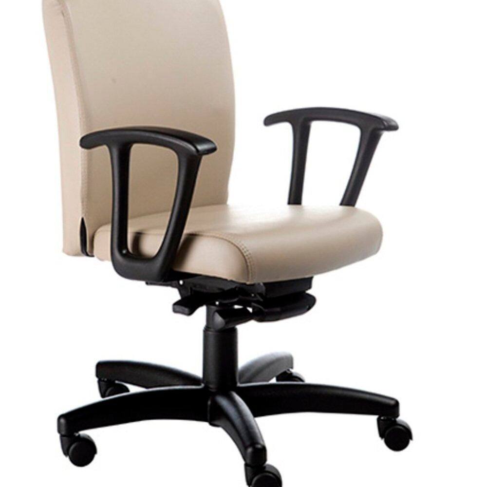 Poltrona Diretor Luxuosa com Braços Fixos Linha Alpha Bege