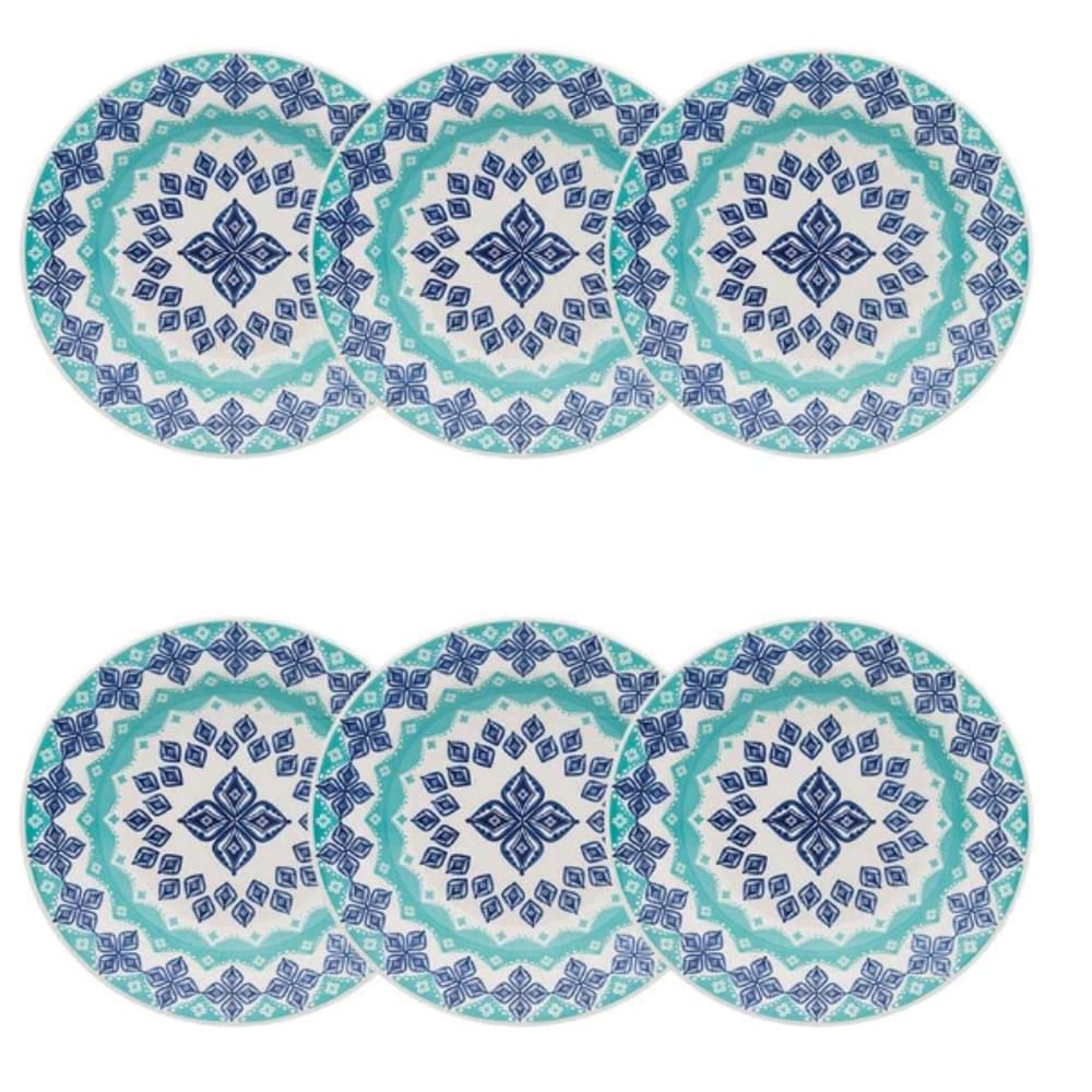 Jogo Pratos de Sopa 6 Pc em Ceramica Alto Brilho Green Garden 22cm
