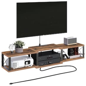 Suporte de TV flutuante MAHANCRIS TVHR101E01 com tomada elétrica marrom