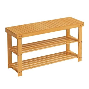 Banco de sapateira SONGMICS Bamboo, entrada de 3 camadas, 130 kg