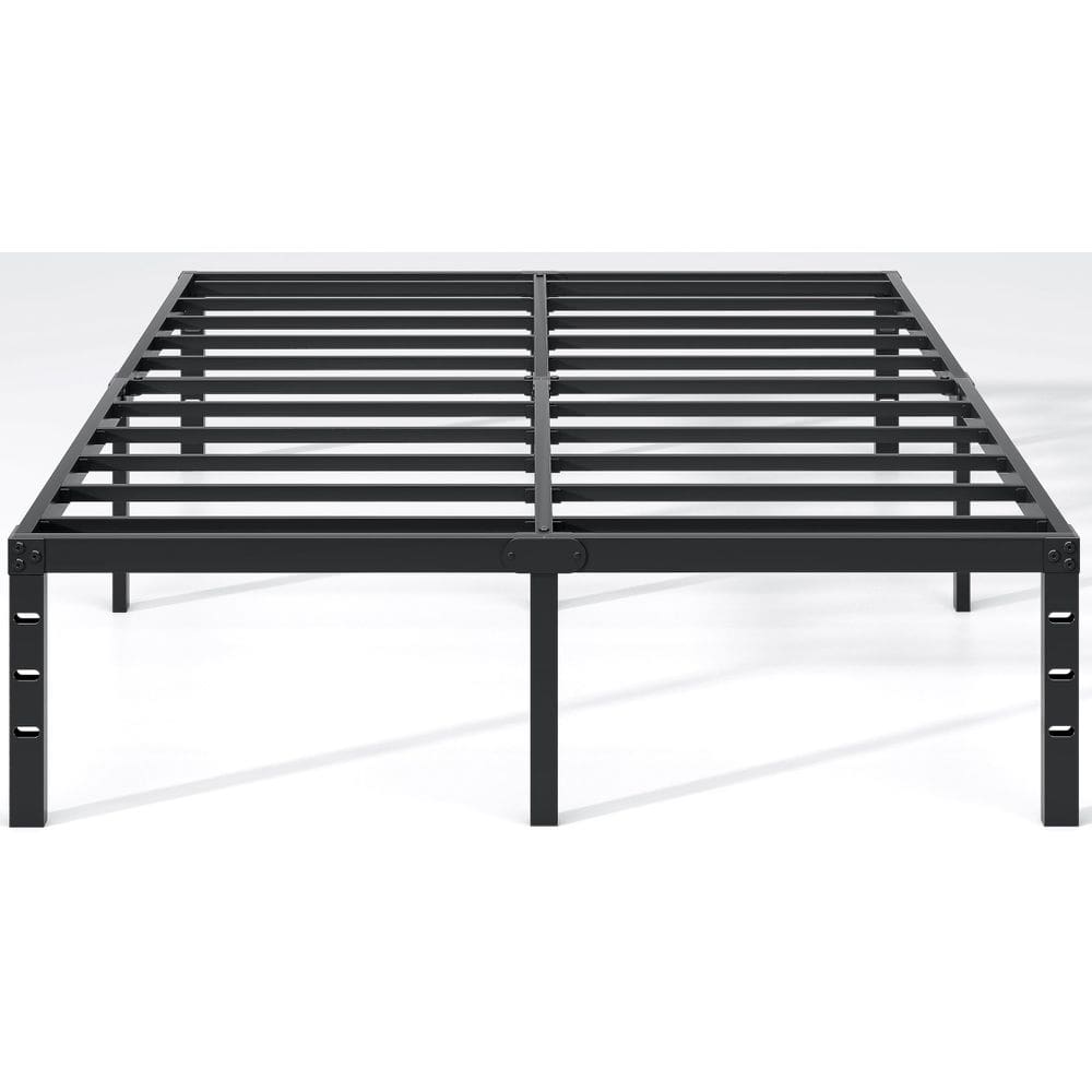 Estrutura de cama NEW JETO Metal em tamanho real com armazenamento de 45 cm preta
