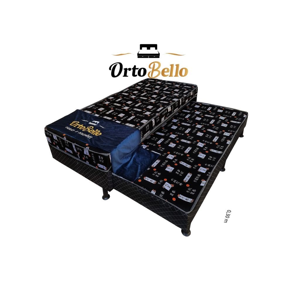 Cama Box Solteiro Com Auxiliar Conjugado Black Espuma D23 - Ortobello