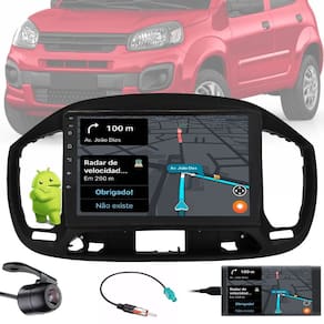 Multimídia 9" Polegadas Fiat Novo Uno 2015 até 2021 Android Bluetooth Espelhamento + Câmera de Ré + Moldura + Adaptador de Antena