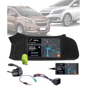 Multimídia 9" Polegadas GM Onix e Spin Android 2012 até 2018 Bluetooth Espelhamento + Câmera de Ré + Moldura + Adaptador de Antena + Chicote