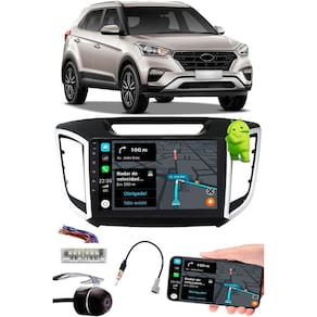 Multimídia 2 Din 9" Polegadas Android Creta 2016 Em Diante Espelhamento Bluetooth USB + Chicotes + Câmera Ré