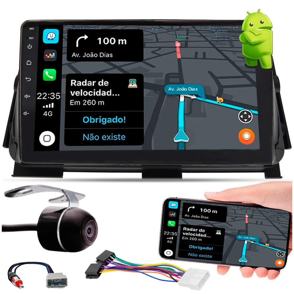 Multimídia 2 Din 9" Polegadas Android Kicks 2017 Em Diante Espelhamento Bluetooth USB + Chicotes + Câmera Ré