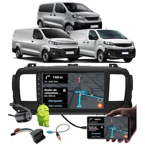 Multimídia 9" Polegadas Android Jumpy Expert Scudo 2021 em diante + Câmera de Ré + Moldura + Chicote e Adaptador de Antena