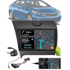 Multimídia 2 Din 9" Polegadas Android Kia Cerato 2013 até 2017 Espelhamento Bluetooth USB + Chicotes + Câmera Ré