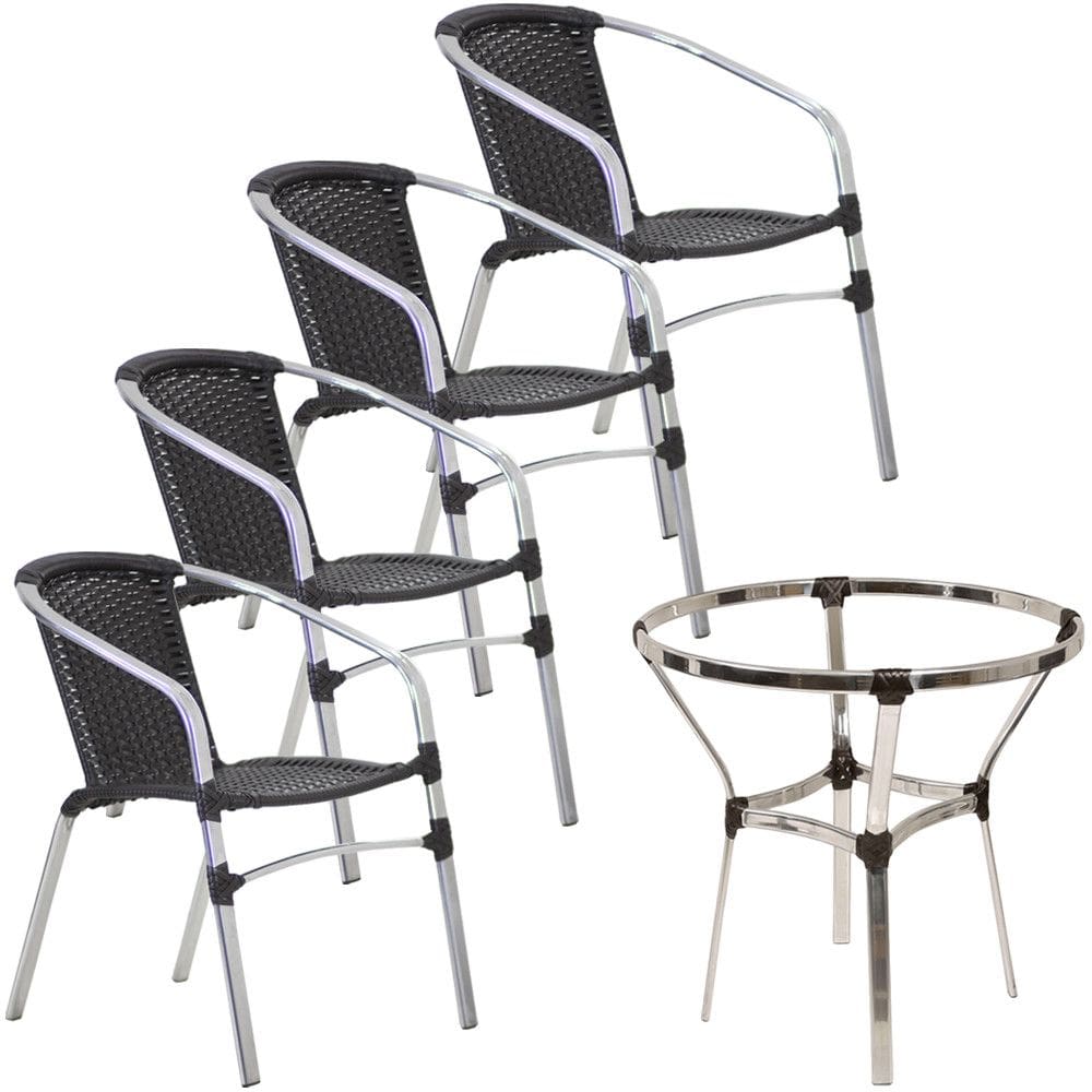 Conjunto de 4 Cadeiras e Mesa Floripa em Alumíno para Jardim e Trama