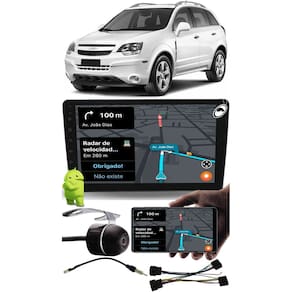 Multimídia 2 Din 9" Polegadas Android Captiva 2008 à 2016 Comando Volante + Câmera de Ré