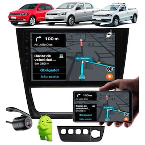 Multimídia 9" Polegadas Android Vw Gol Saveiro Voyage G6 + Moldura Painel + Câmera de Ré