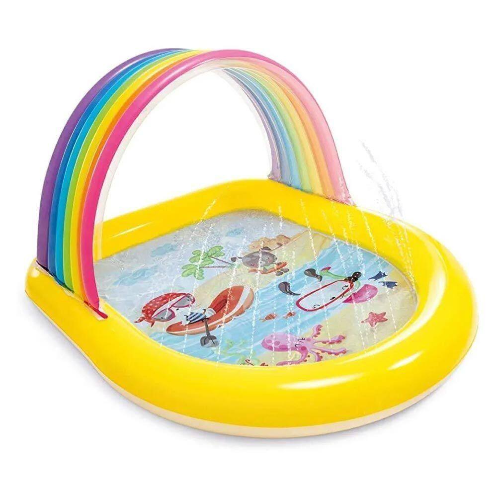 Piscina Inflável Infantil Com Jatos Arco Iris 84 Litros Intex