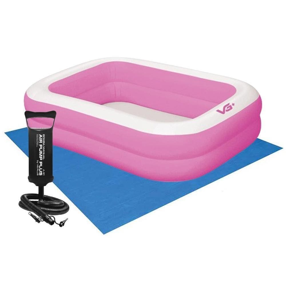 Piscina Inflável Retangular Rosa 100 Litros Com Bomba E Forro Vg+