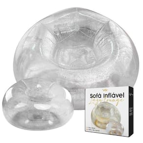 Poltrona Inflável Lazy Lounge Glitter Com Puff Vg Plus Prata