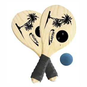 Kit Raquetes De Frescobol + Bola Madeira Crua Klopf