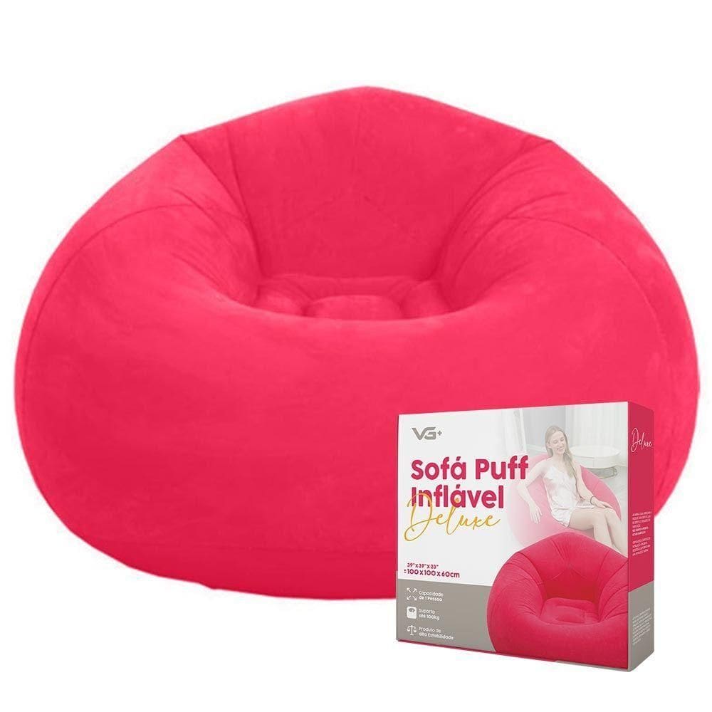 Sofá Poltrona Puff Inflável Deluxe Aveludado Vg+ Vermelho