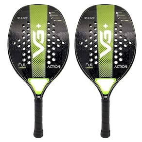 Kit Com 2 Raquetes De Beach Tennis Classic Full Carbon Verde Vg Plus