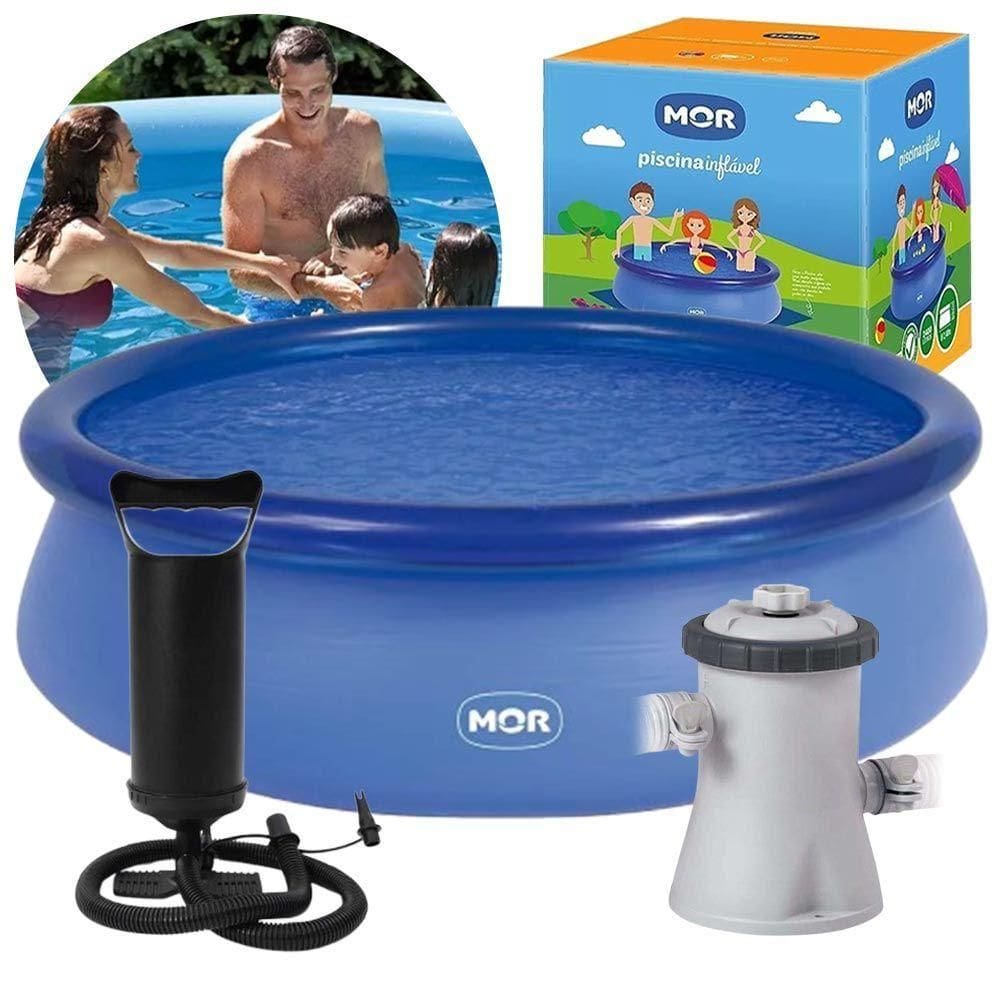 Piscina Inflável 2.400 Litros Circular 240cm Pvc Com Bomba Filtro Azul Mor 110v