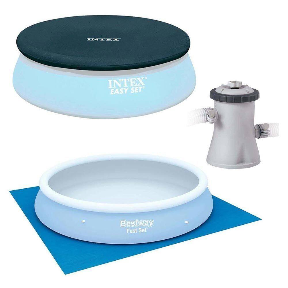 Kit Manutenção Para Piscina Inflável Filtro 1.250 L-h 220v Capa 305 Cm Forro Intex