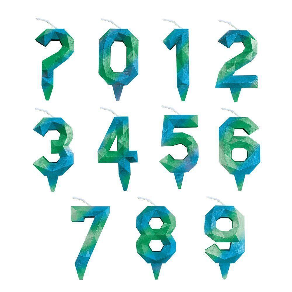 Vela De Aniversário Diamante Verde E Azul Modelo 8