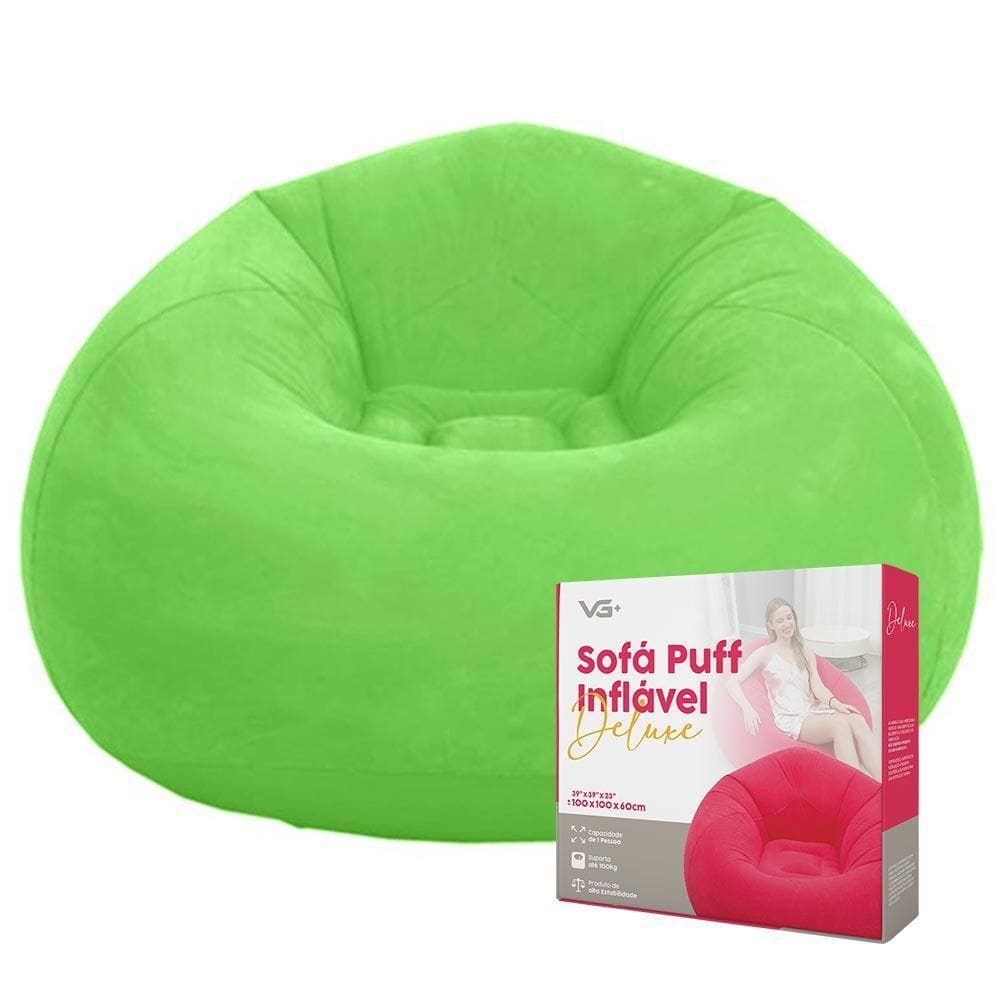 Sofá Poltrona Puff Inflável Deluxe Aveludado Vg+ Verde
