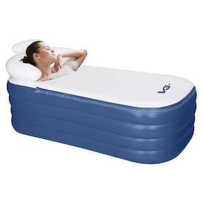 Banheira Ofurô Inflável Adulto Dobrável 120l Com Bomba Elétrica Bivolt Vg Plus Azul