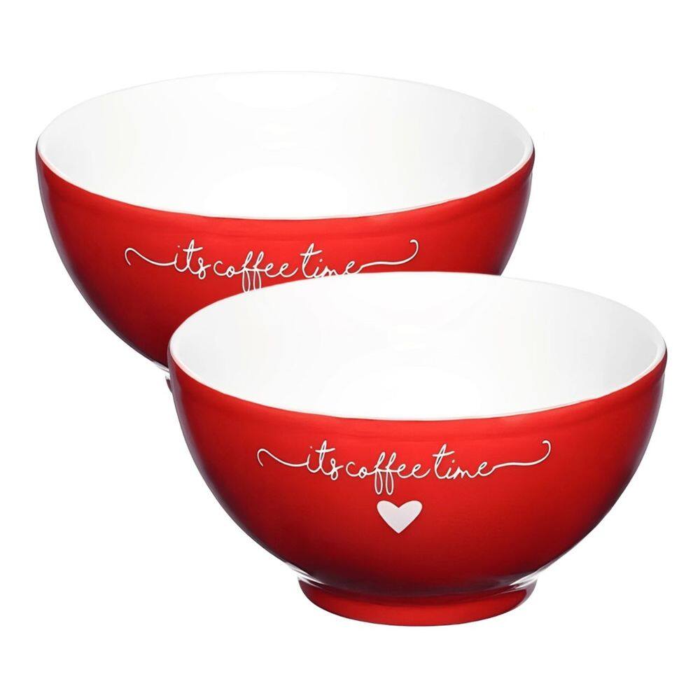 Jogo com 2 Tigelas Bolw Redonda em Porcelana Lamour Vermelho 440ml