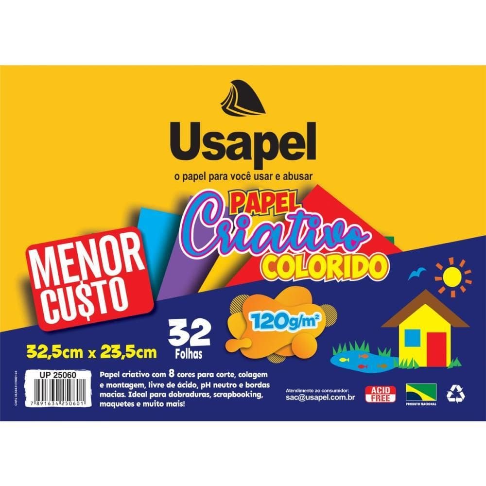 Bloco p/Educação Artística Usapel 8cores 325x235 120g 32fls