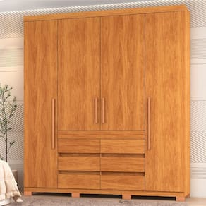 Guarda-Roupa Casal Farnese 4 Portas 6 Gavetas Cinamomo - Pnr Móveis