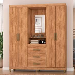 Guarda-Roupa Fiore 4 Portas 3 Gavetas Marrom - Pnr Móveis
