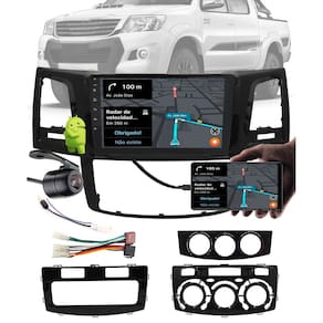 Multimídia 9" Polegadas Android Toyota Hilux 2014 e 2015 + Câmera Ré + Moldura + Chicote + Adaptador de Antena