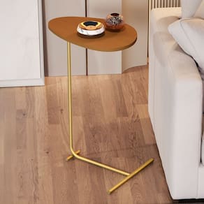 Mesa de Canto Orgânica Alamanda Natural/Dourado - Jb Bechara