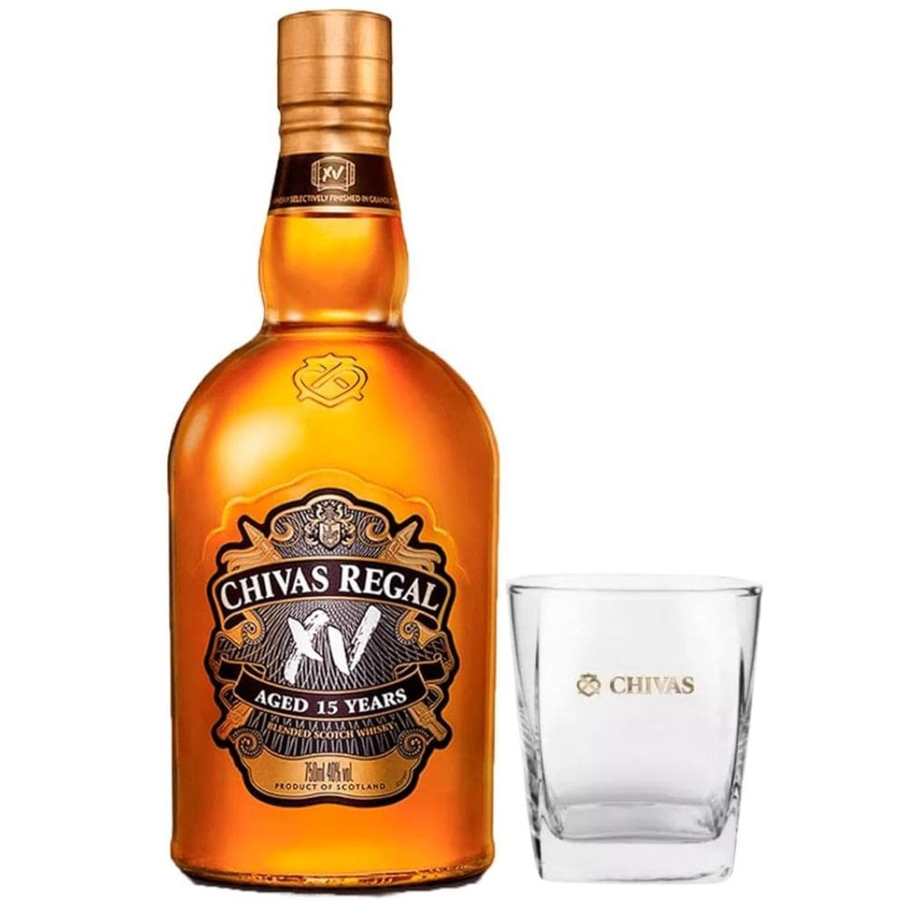 Kit 1 Chivas Regal Xv (15 Anos) 750 Ml + 1 Copo De Vidro Personalizado
