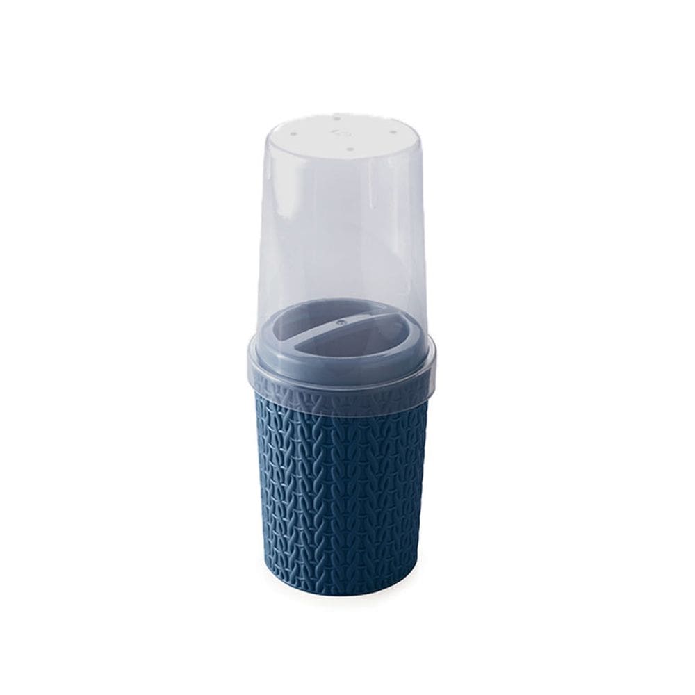Porta Escovas Azul e Tampa Acessorio Plastico 400ml