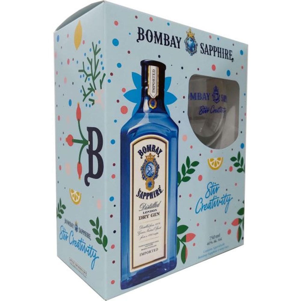 Kit Gin Bombay Com Taça De Acrílico 750Ml
