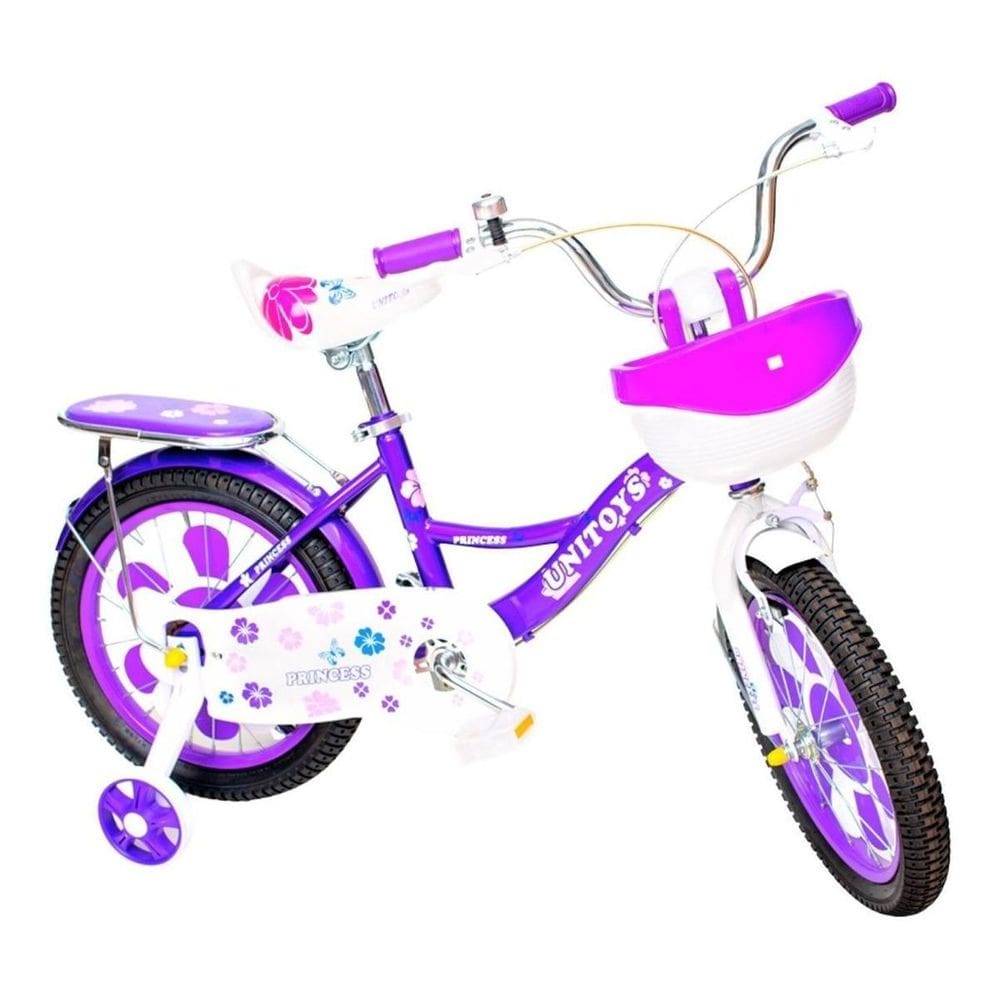 Bicicleta Princess Aro16 Roxa Meninas 5A 8 Anos Unitoys 1402