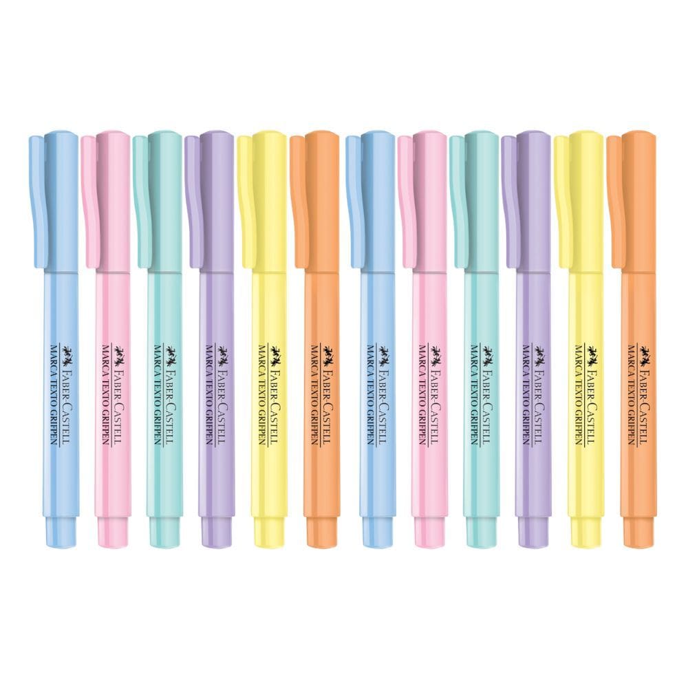 Kit 12 Canetas Marca Texto Faber Castell Grifpen Opções Tons Pastel, Neon (Cor à Escolher)