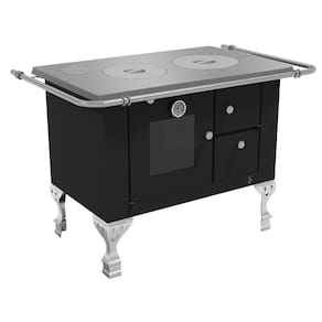 Fogão A Lenha Elegance Master Preto Chapa Aluminio N°01 Esq