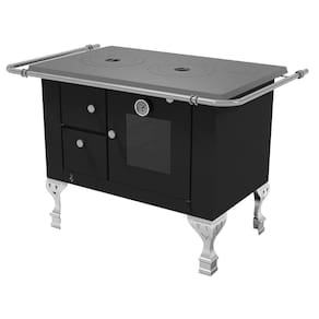Fogão A Lenha Elegance Master Preto Chapa Aluminio N°01 Dir