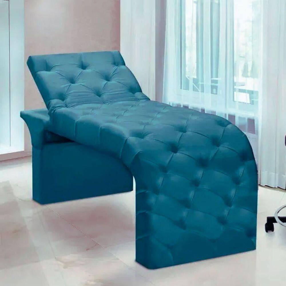 Maca Estofada Estética Cílios Regulável Spa Veludo Maitê Azul Turquesa