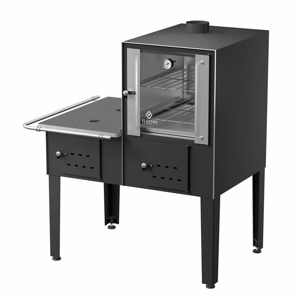 Forno Acoplado A Lenha Preto Chapa De Ferro Fundido N°01 Esq
