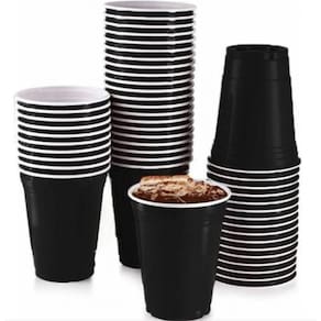 Copo Americano Descartável 400ml Preto - 25 Un