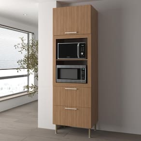 Paneleiro Torre Quente Para Forno/micro-ondas 1 Porta 2 Gavetas 80cm Multimóveis Cr20443 Freijó