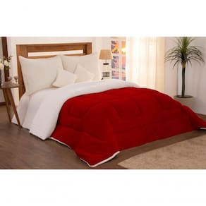 Edredom Coberdrom Queen Sherpa Pele De Carneiro C/ Soft Vermelho