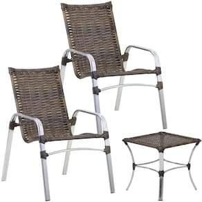 Jogo com 2 Cadeiras e Mesa Emily para Área, Jardim, Varanda, Piscina - Trama