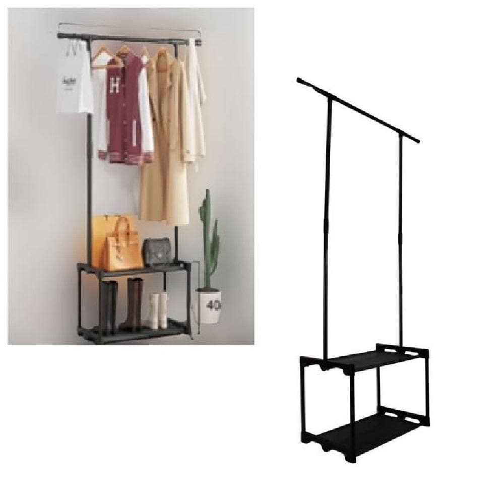 Arara Organizada com Sapateira Preto para Closet 2 em 1