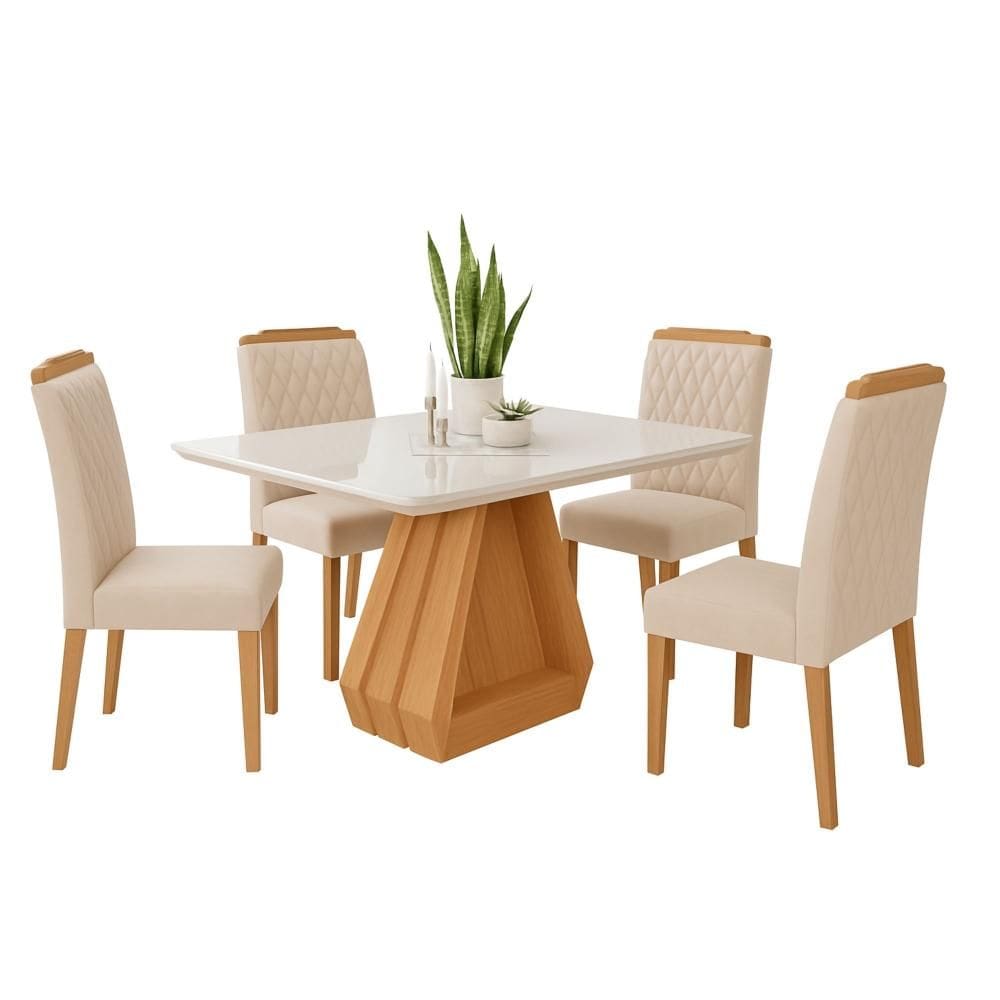 Sala de Jantar Agata 1,30 Com 4 Cadeiras Paola Cimol Móveis