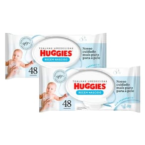 Kit 2 Lenços Umedecidos Huggies Recém Nascido 48 Unidades
