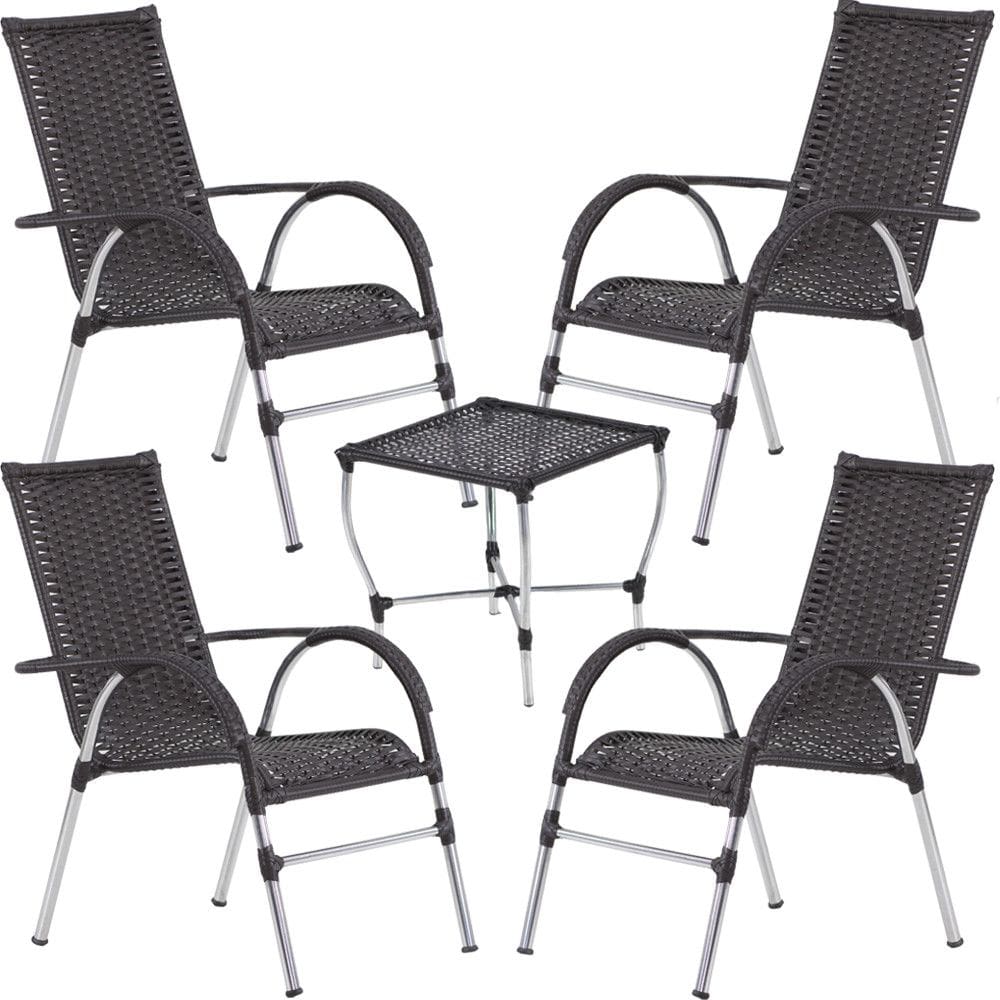 Conjunto de Cadeiras e Mesa para Área Externa, Jardim, Piscina Trama