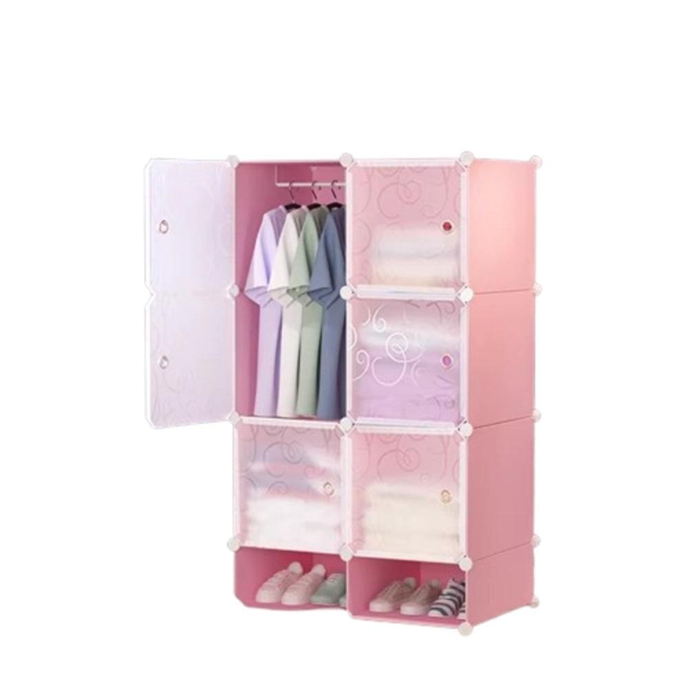 Guarda Roupa Portátil Rosa Desmontável Organizador e Cabideiro